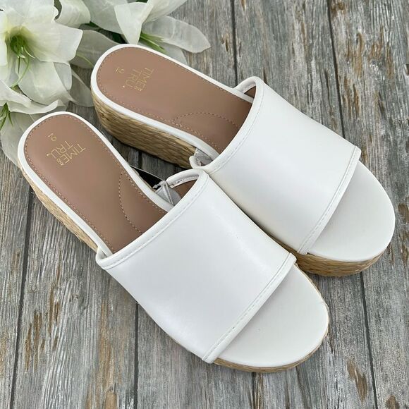 Women's Dressy Raffia Platform Slide Sandals Shies Size 9 - Picture 2 of 12